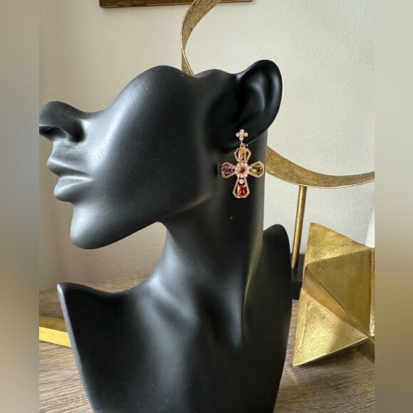 Bohemian cross earrings A954 - Picture 4 of 5